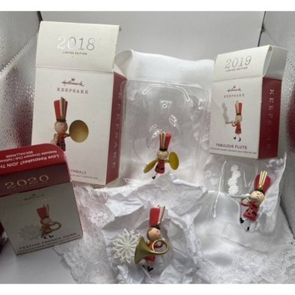 Three Musical Toy Soldier Hallmark Ornaments - 2018 to 2020 - (All Boxes)